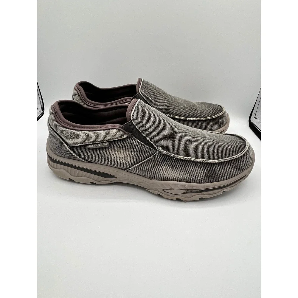 Skechers Relaxed Fit 65355 Men Charcoal Gray Textile Slip On Loafers Size 11